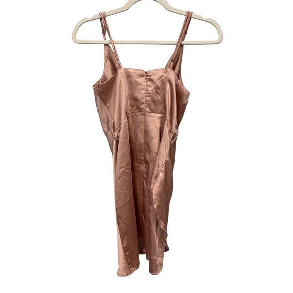 Selfie Leslie Bebe Satin Cowl Neck Wrap Dress Size XS Rose Gold Cocktail Party - Picture 3 of 7